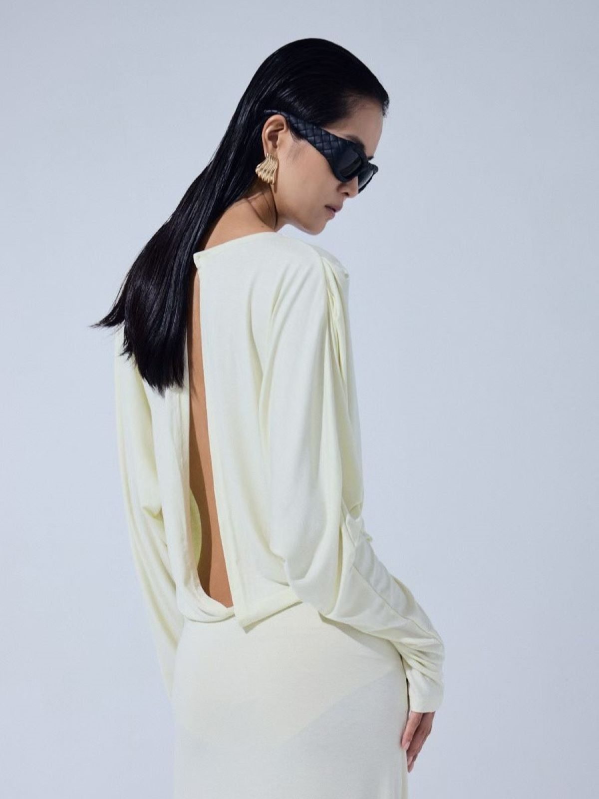 Twist Front Cutout Draped Dress — Butter