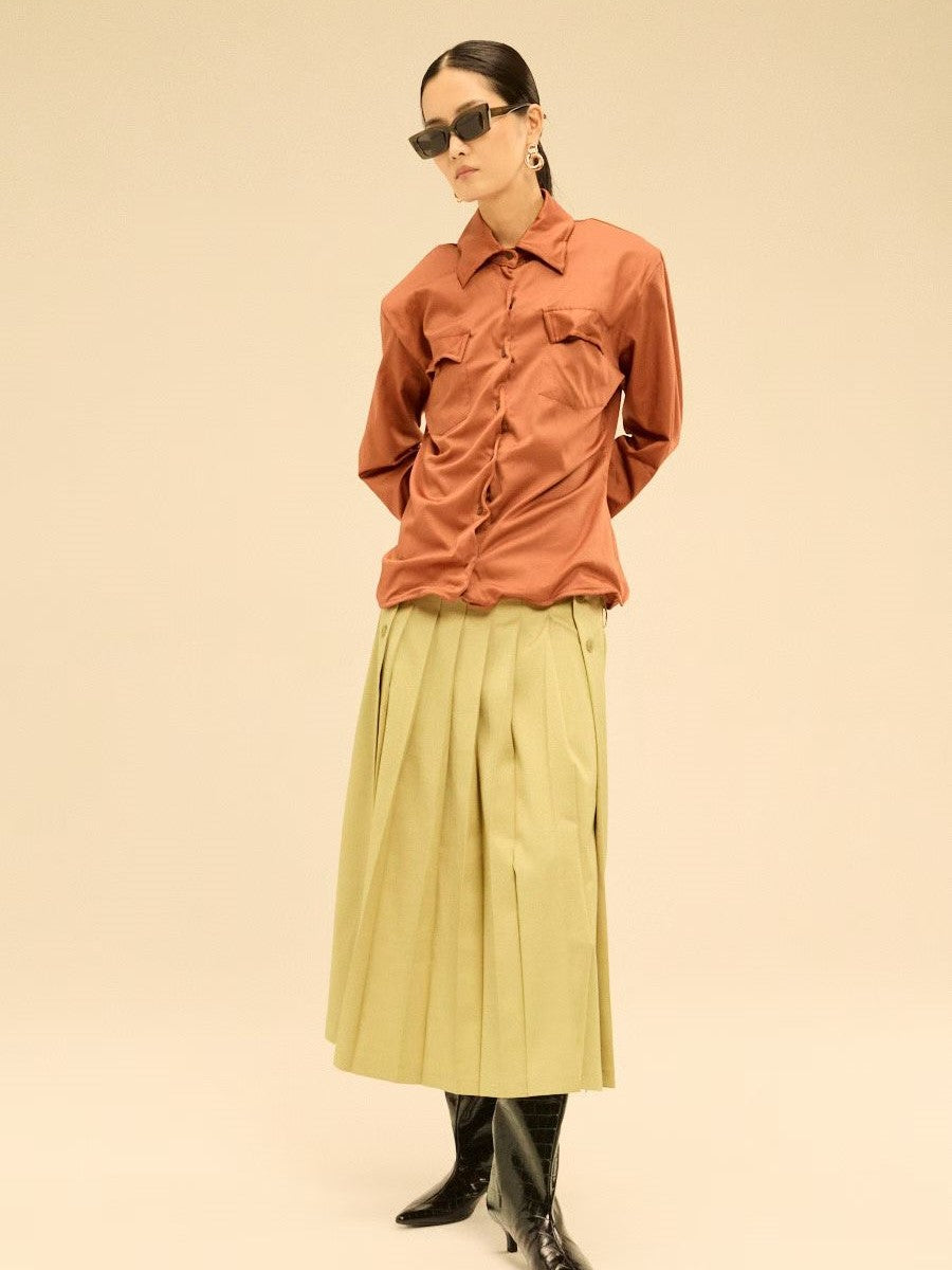 Pleated Midi Skirt