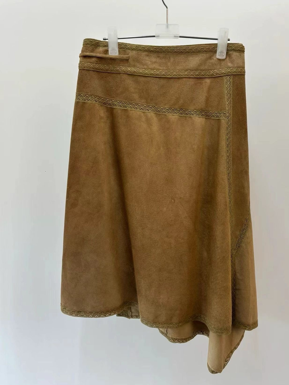 Suede Asymmetric Wrap Skirt