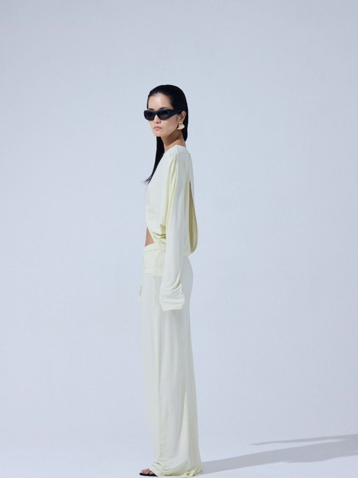 Twist Front Cutout Draped Dress — Butter