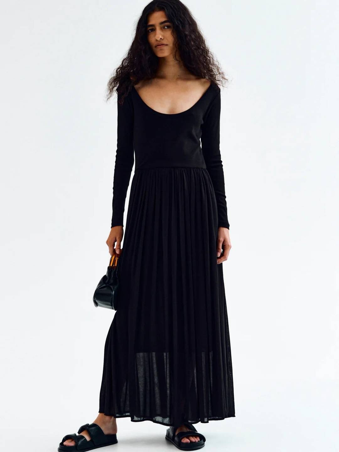 Black Long-Sleeve Maxi Dress