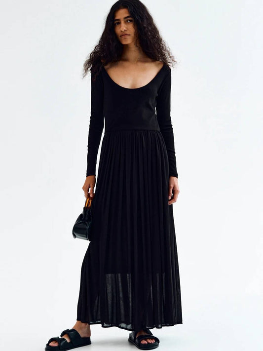 Black Long-Sleeve Maxi Dress