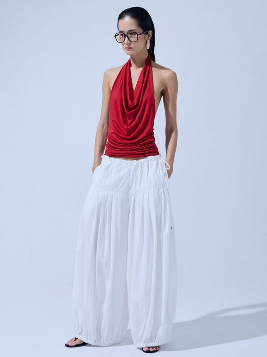 Draped Cowl Neck Halter Top