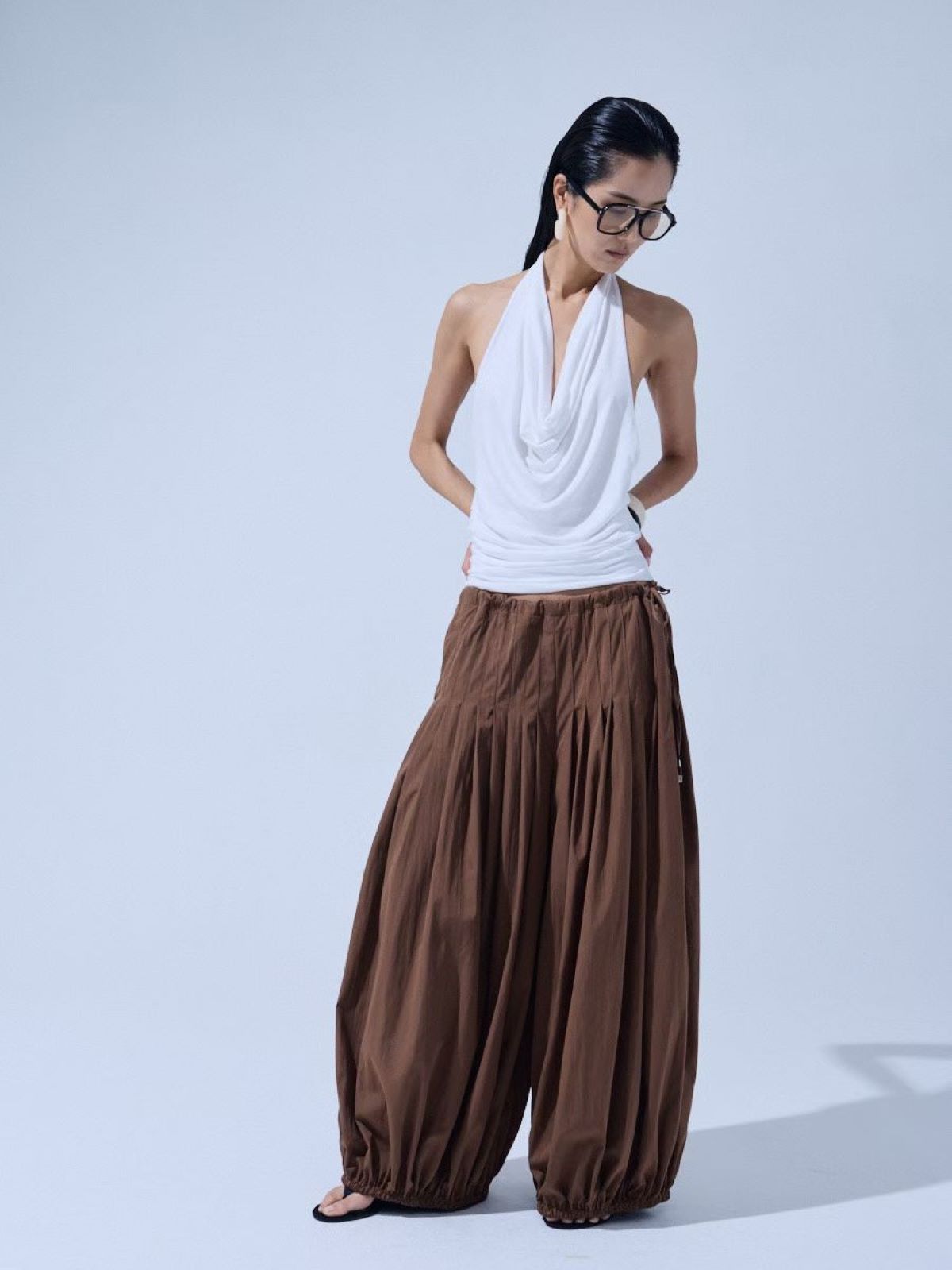 Draped Cowl Neck Halter Top