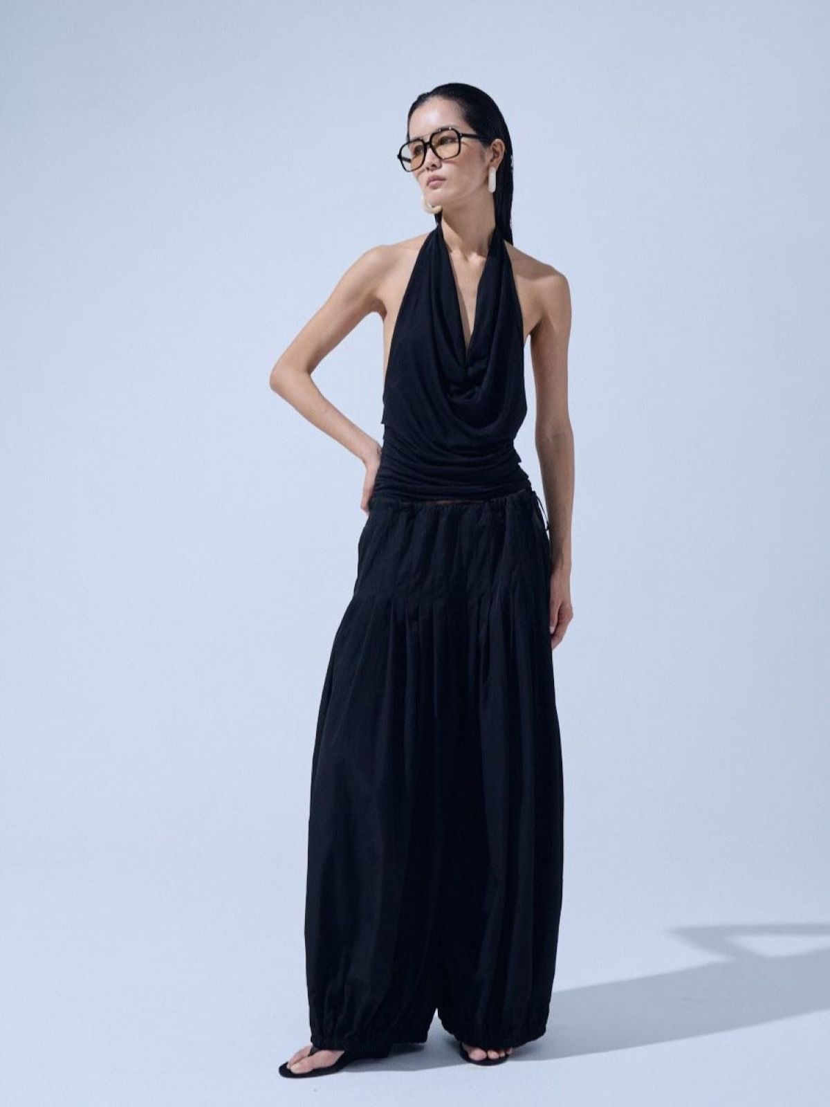 Draped Cowl Neck Halter