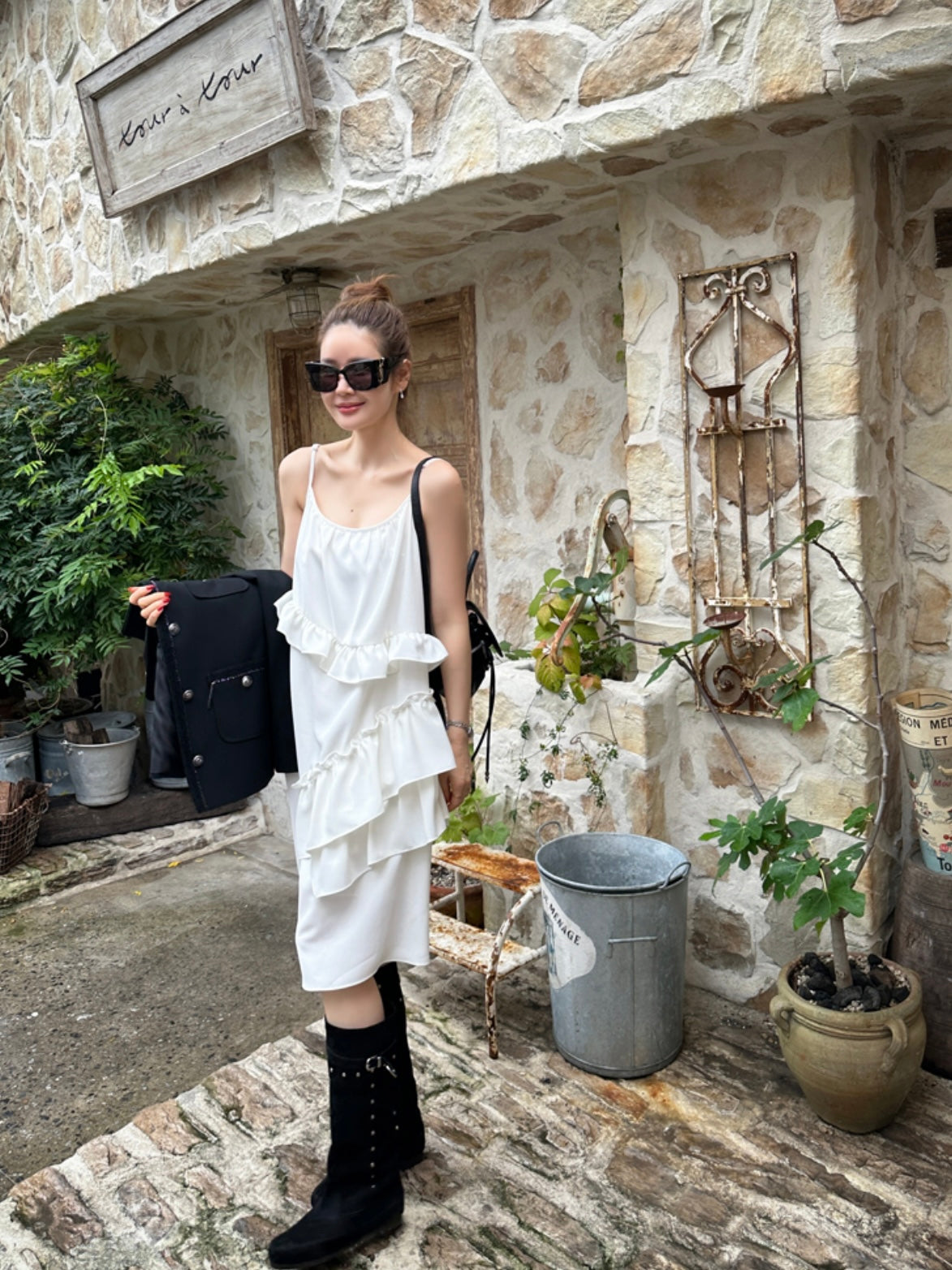 White Ruffle Dress