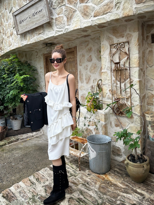White Ruffle Dress