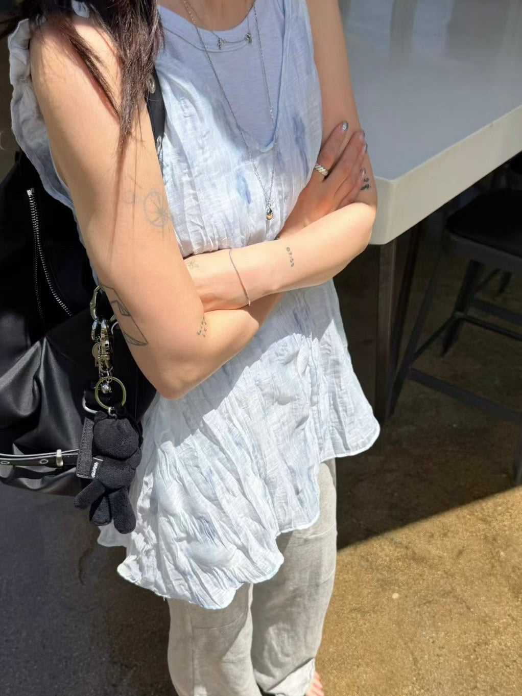 Crinkled Print Tank Top
