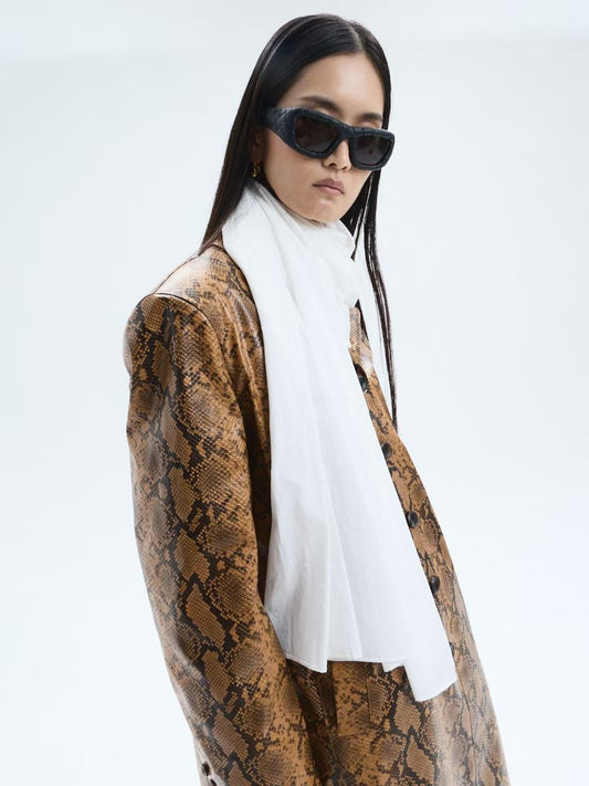Snake Print Glossy Trench Coat