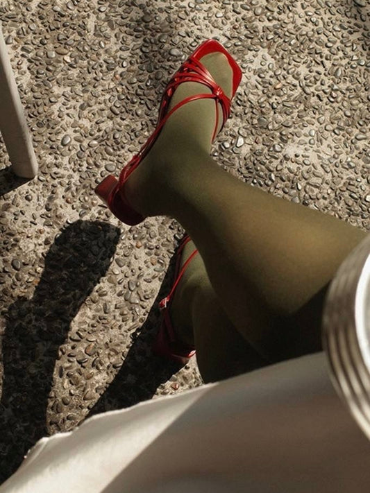 Cherry Red Strappy Sandals