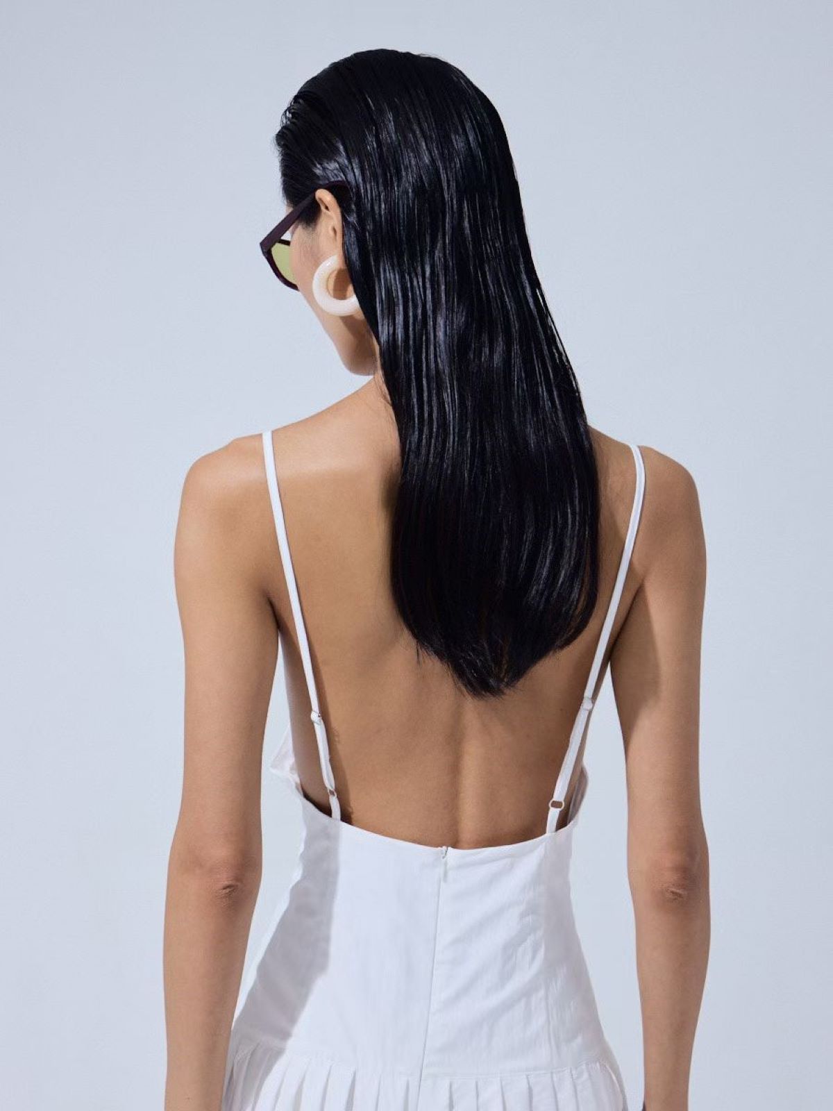 Asymmetrical Draped Maxi Dress — White