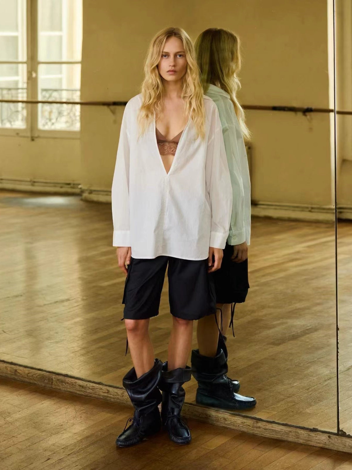 Deep V-Neck Relaxed Shirt