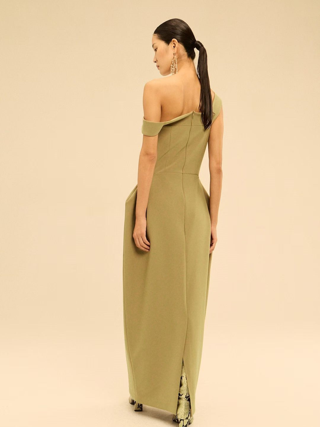 One-Shoulder Strapless Fitted Slit Maxi Dress
