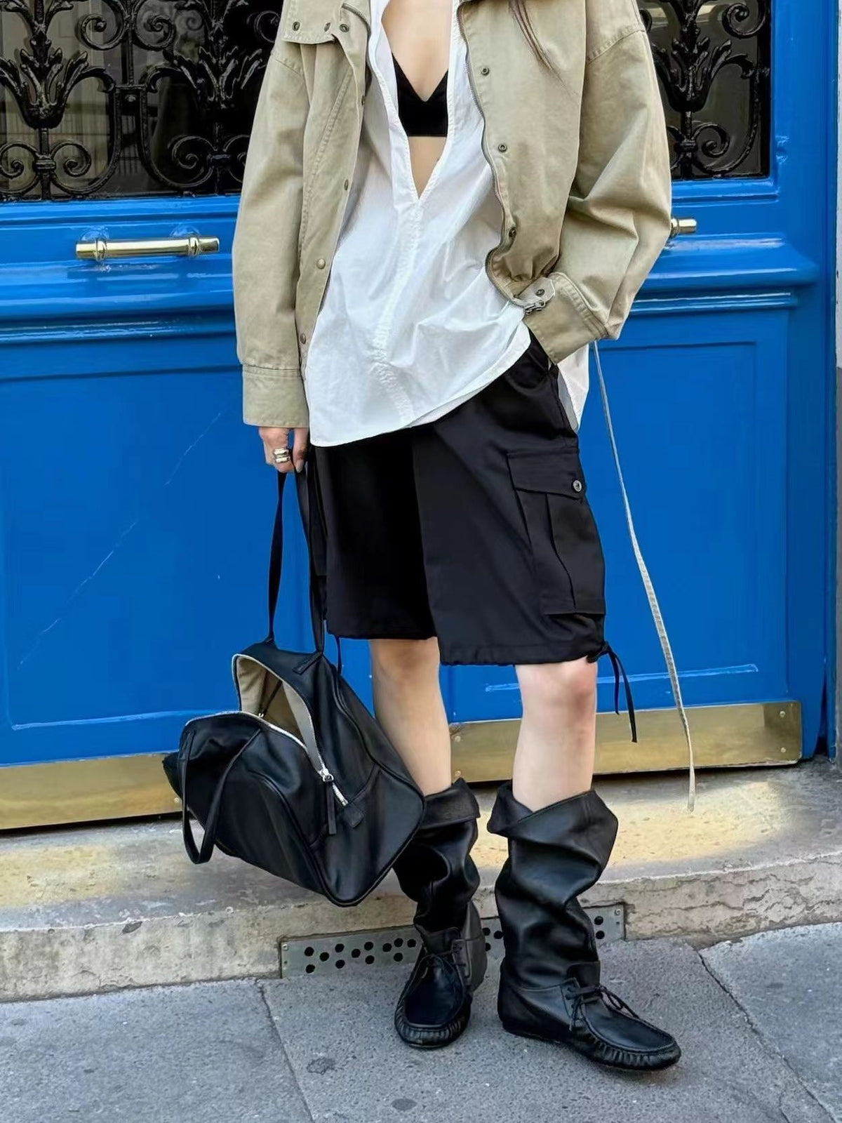 Drawstring Utility Cargo Shorts