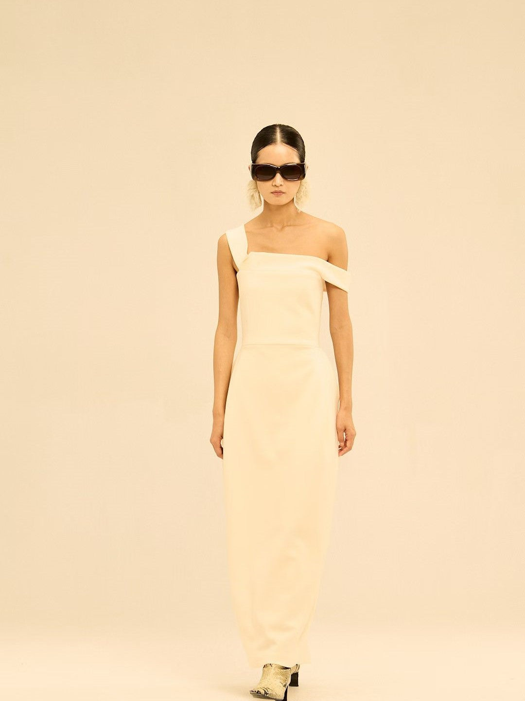 One-Shoulder Strapless Fitted Slit Maxi Dress