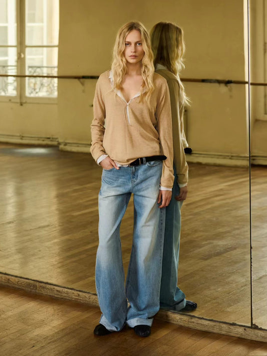 V-Neck Long Sleeve Top