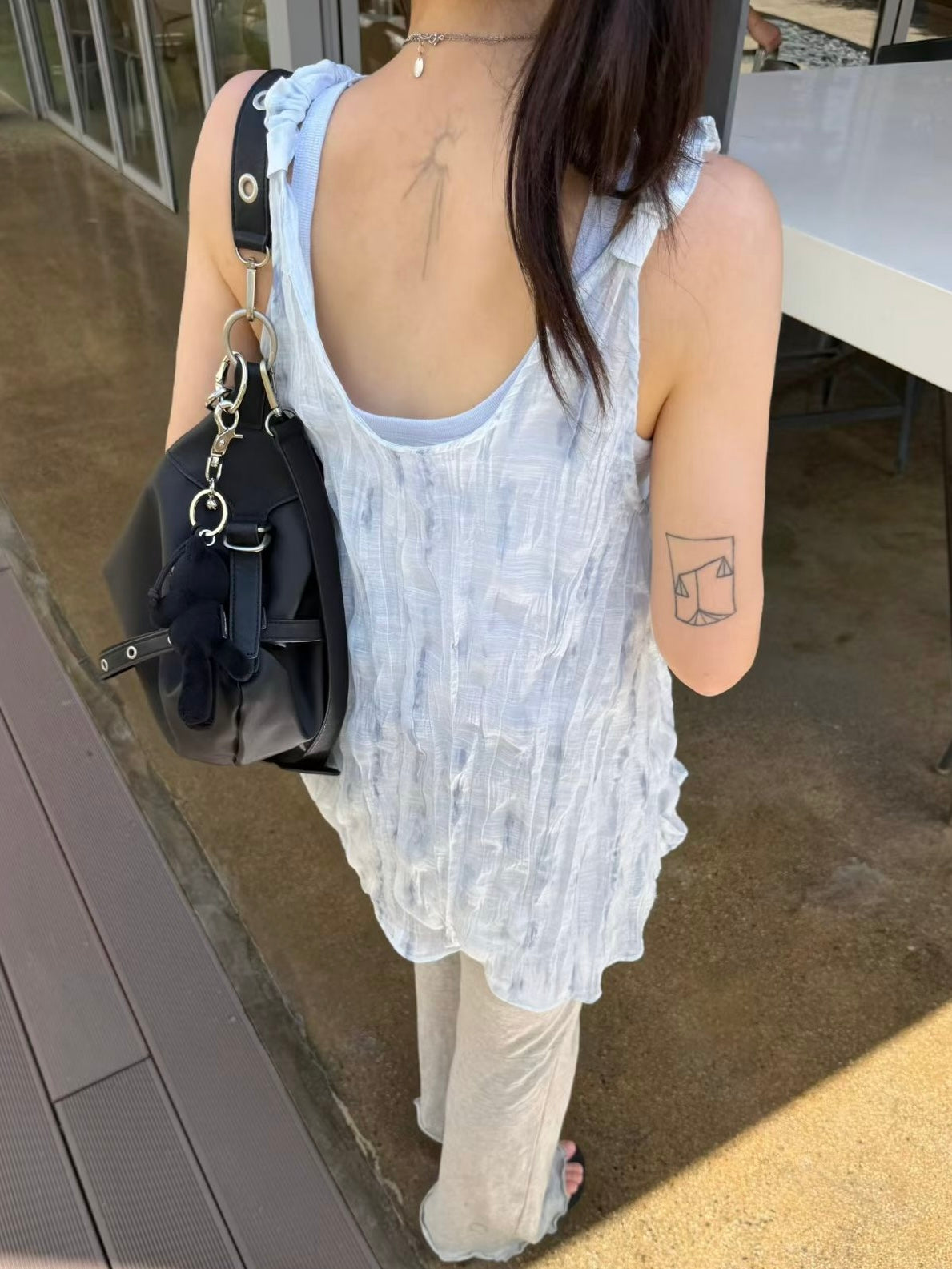 Crinkled Print Tank Top