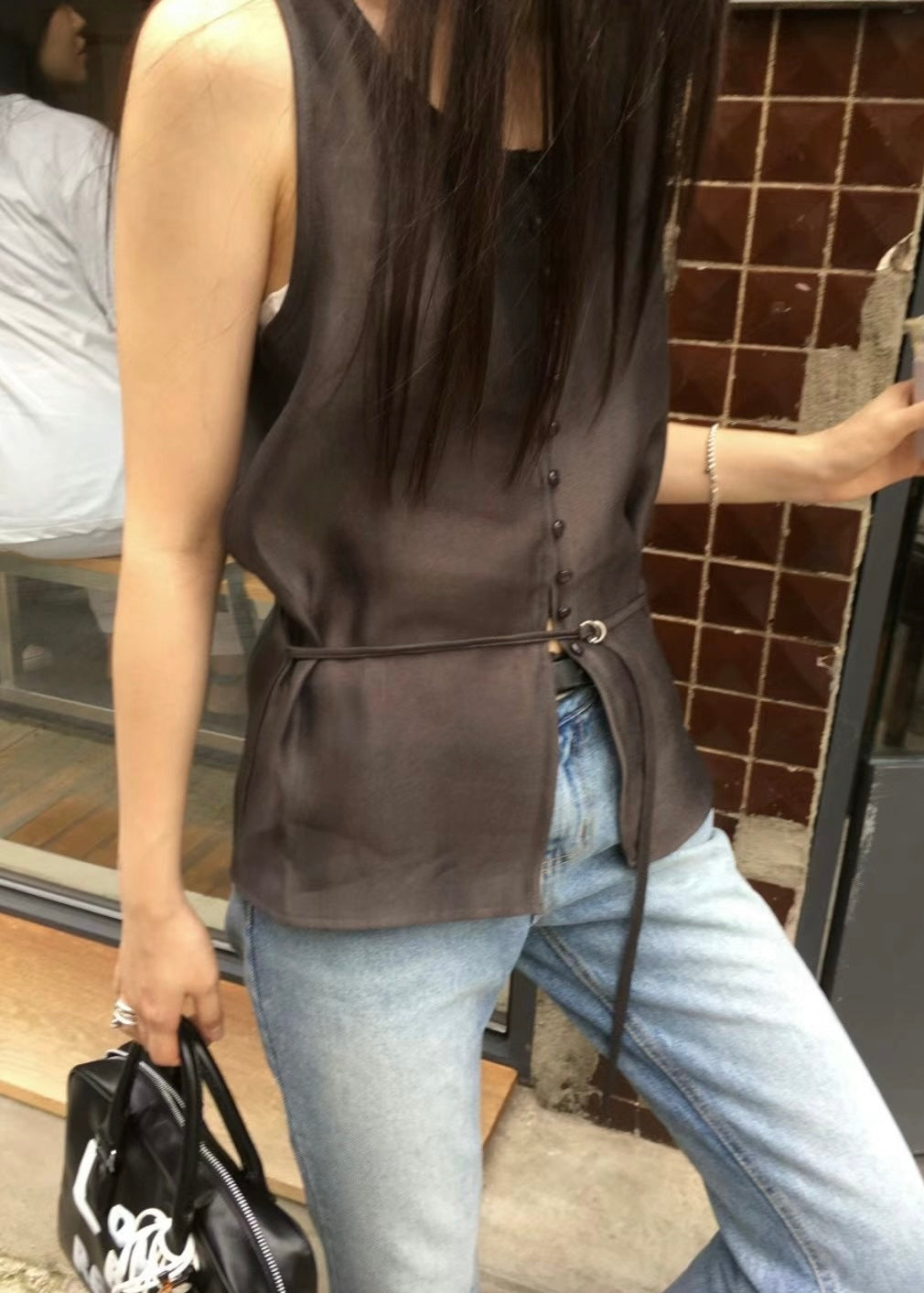 Sleeveless Button-Up Top