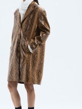 Snake Print Glossy Trench Coat