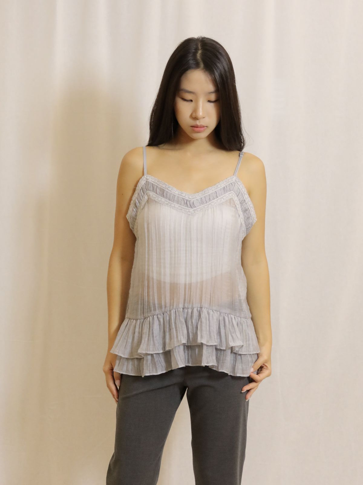 Sheer Lace Trim Camisole