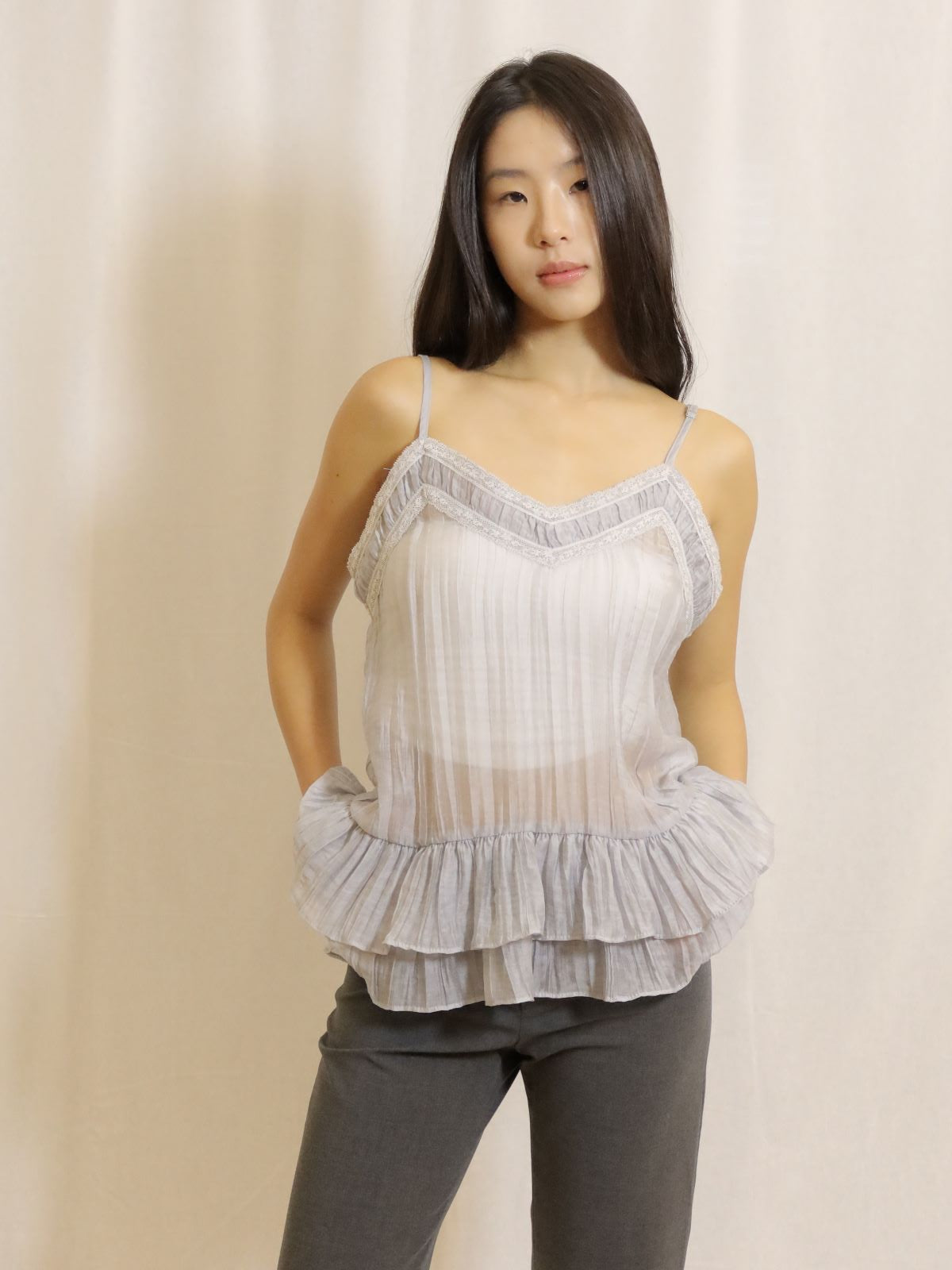 Sheer Lace Trim Camisole