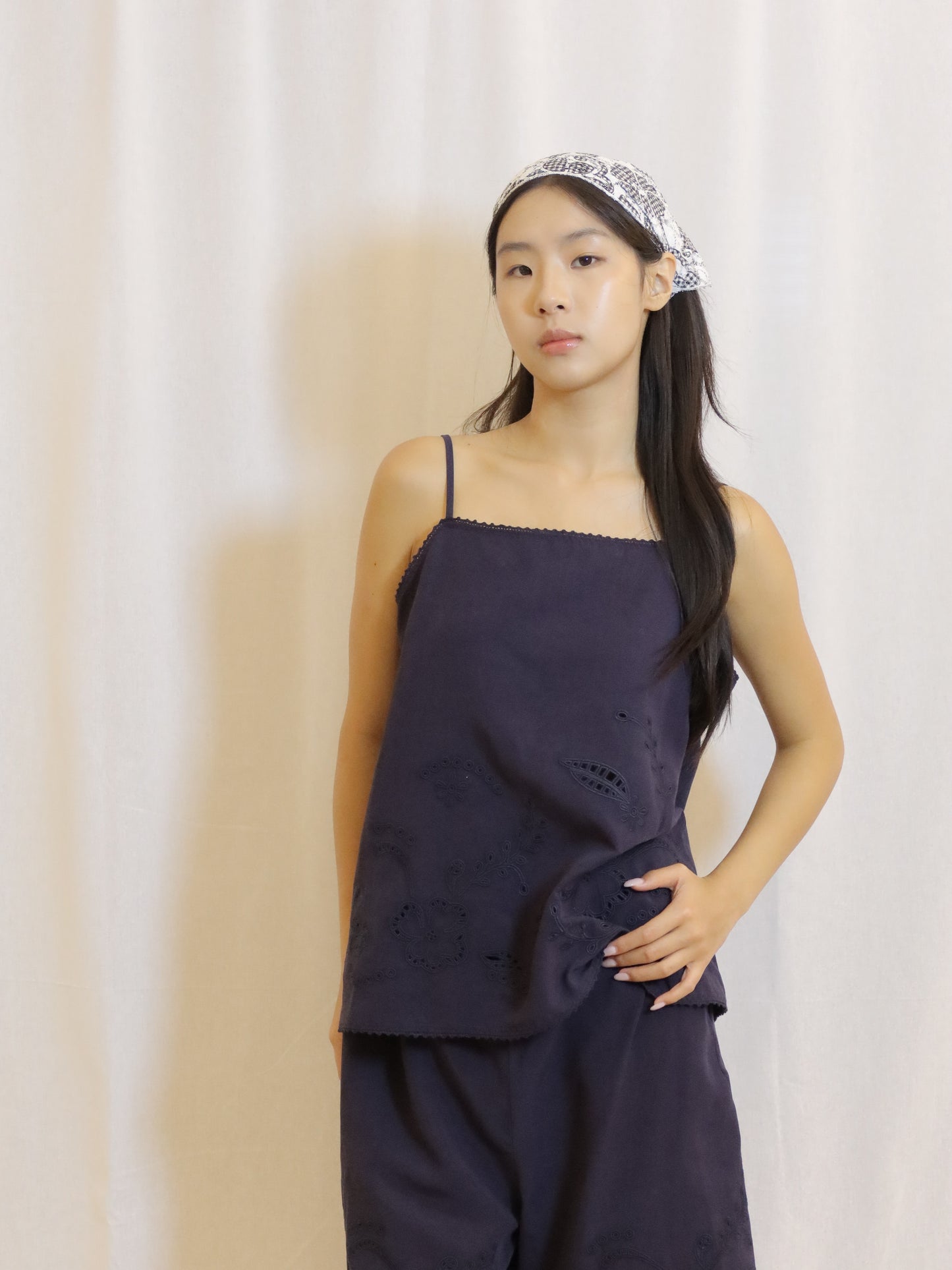 Navy Embroidered Camisole