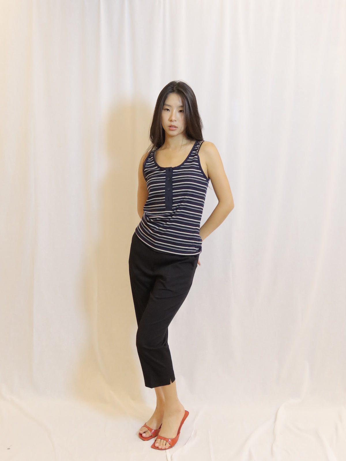 Striped Henley Tank Top