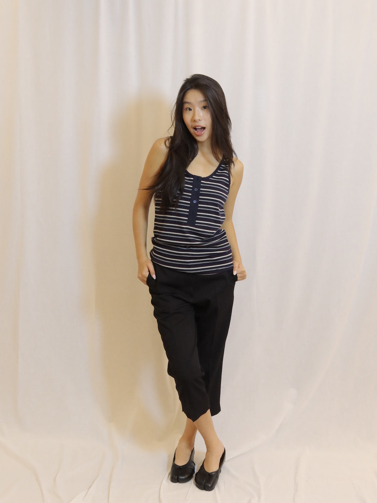 Striped Henley Tank Top