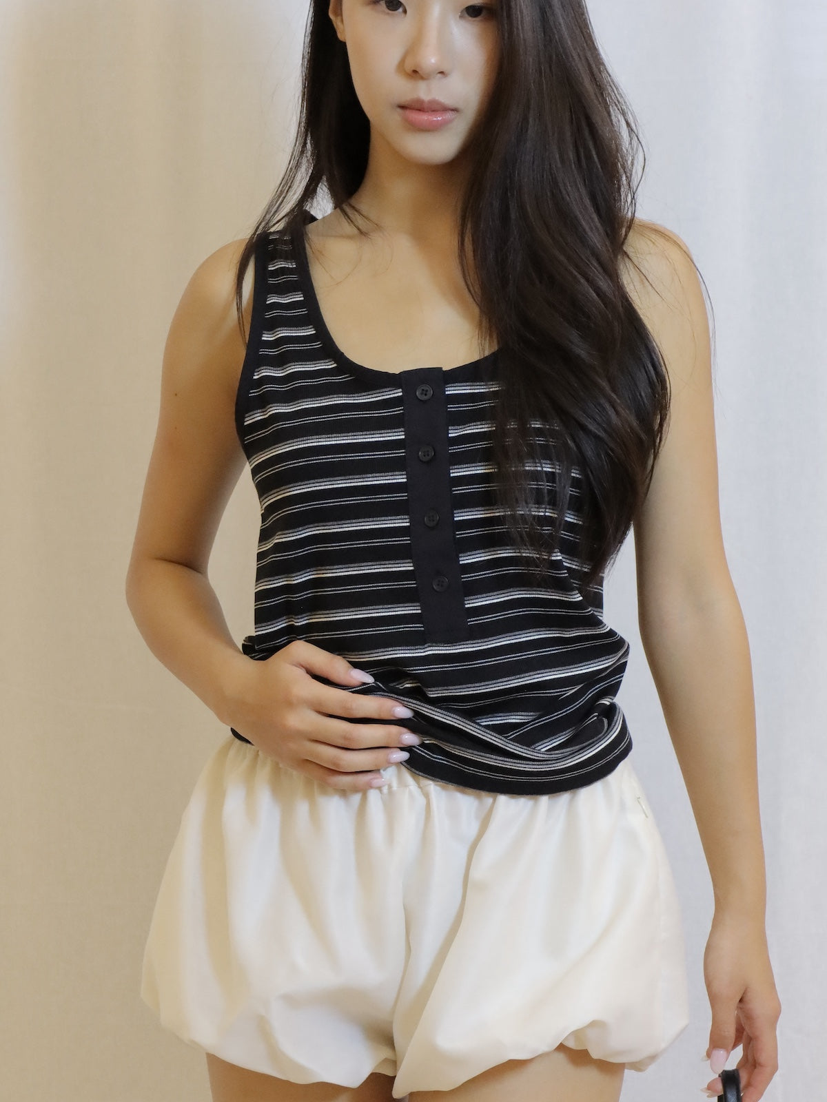 Striped Henley Tank Top