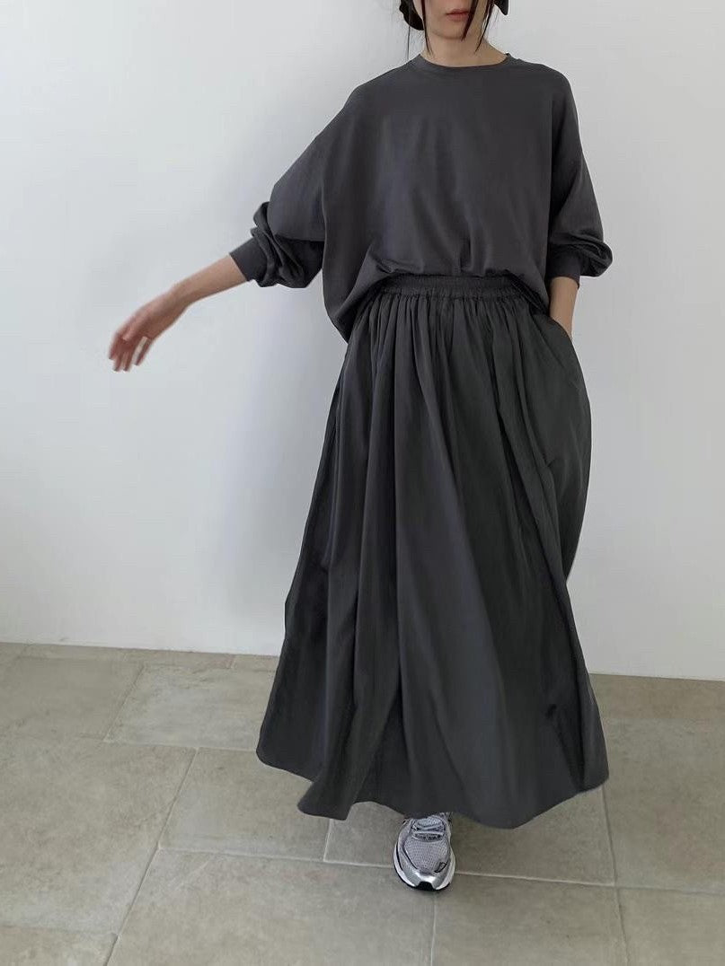 Charcoal Grey Fluid Maxi Skirt