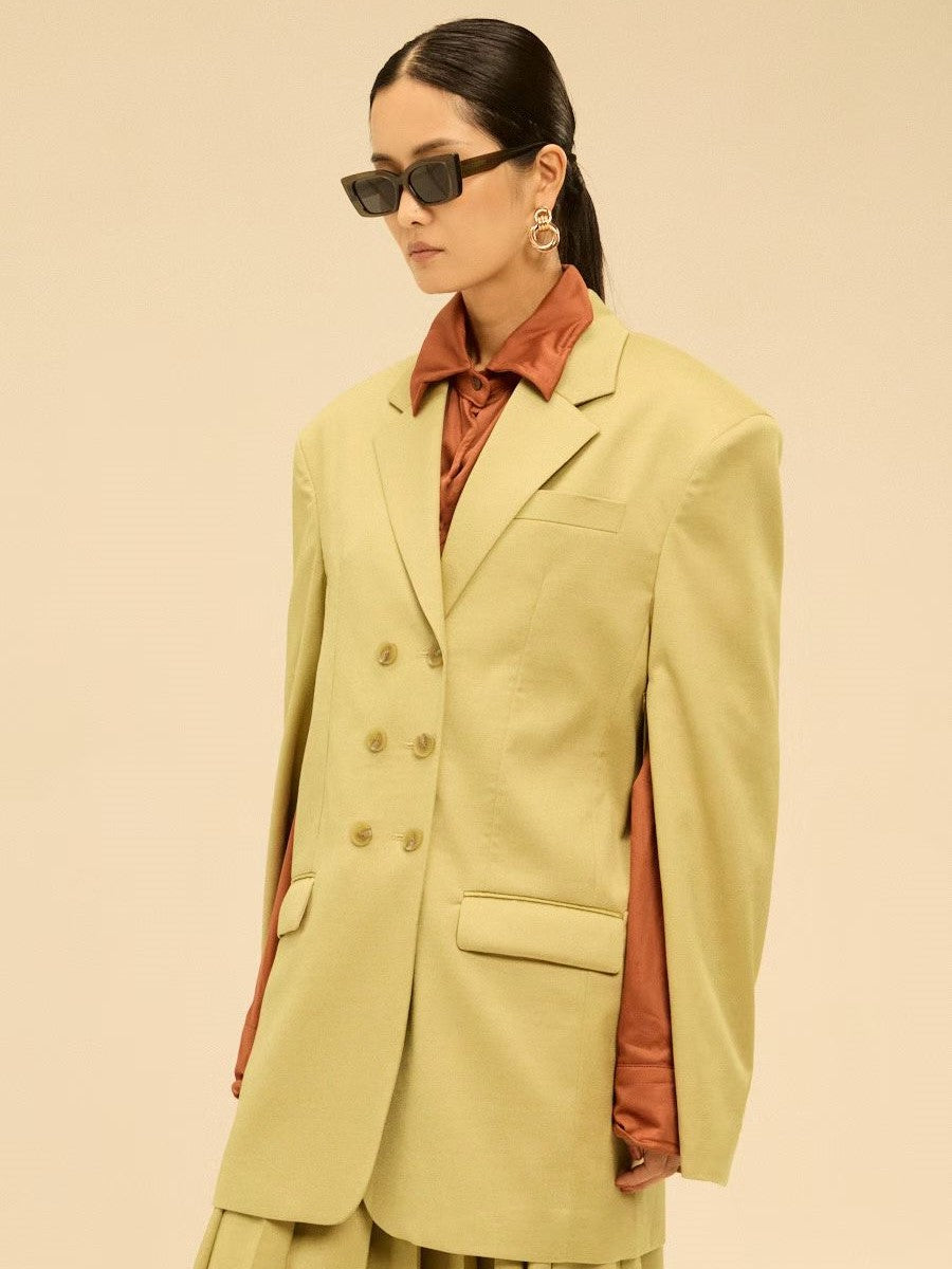 Double-Breasted Short Blazer