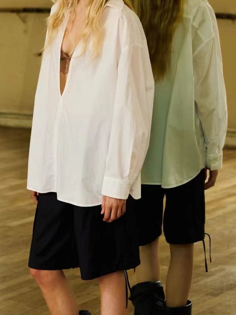 Deep V-Neck Relaxed Shirt