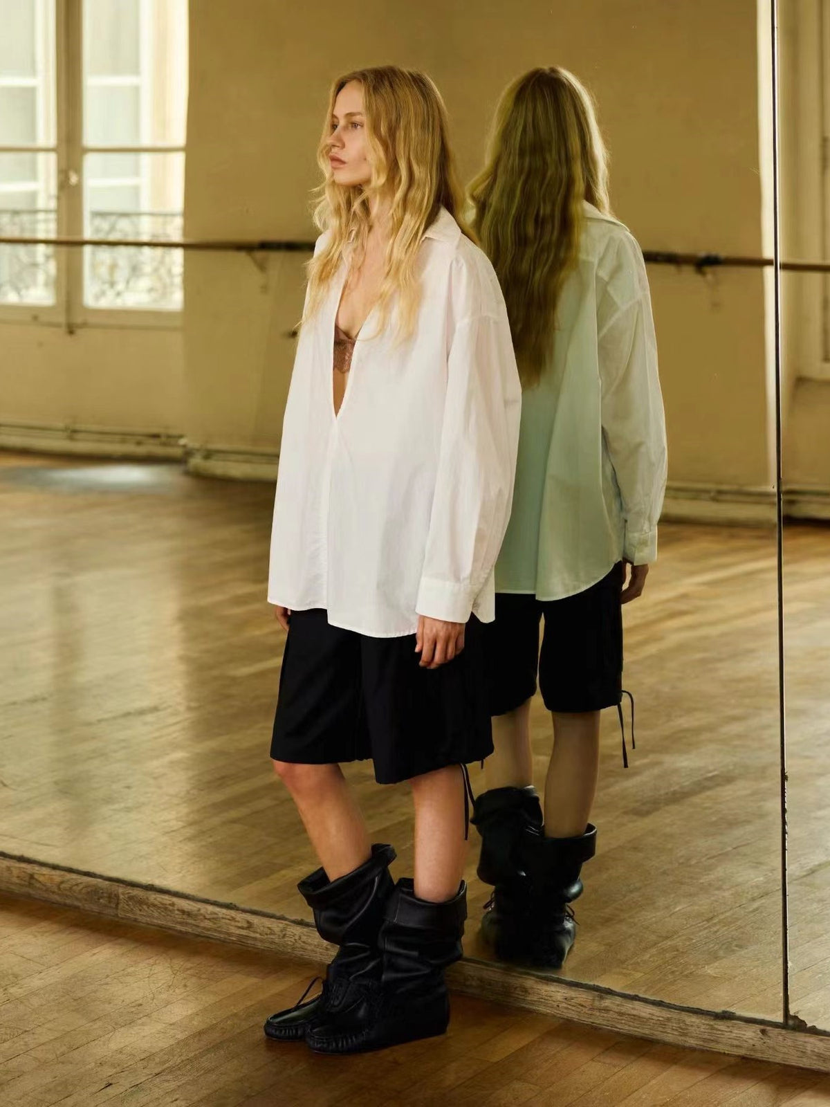 Deep V-Neck Relaxed Shirt