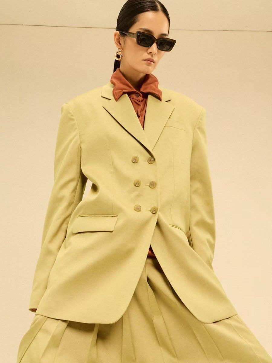Double-Breasted Short Blazer