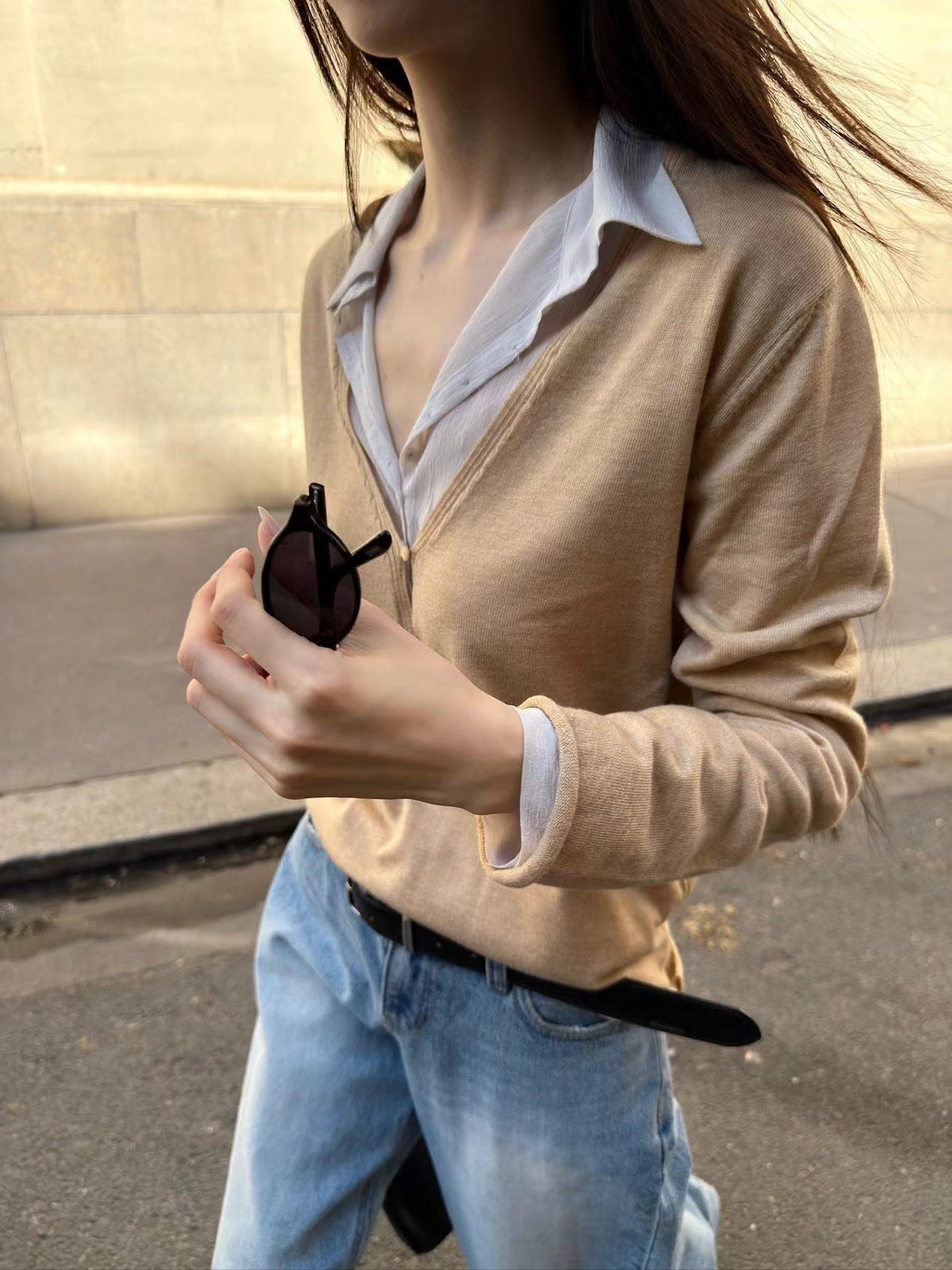 V-Neck Long Sleeve Top