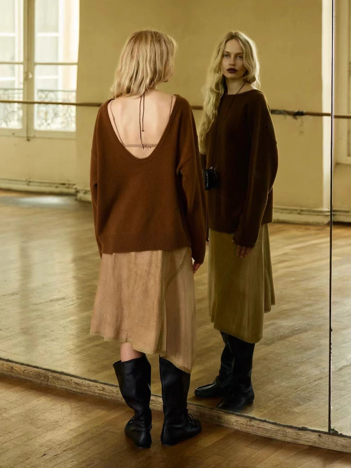 Suede Asymmetric Wrap Skirt